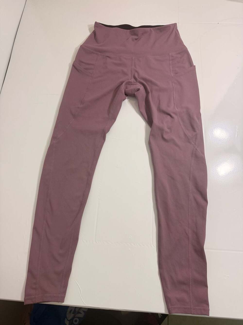 ODODOS High-Waisted Leggings with Side Pockets, Dusty Purple, Size S
